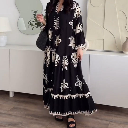 💕Beperkte uitverkoop 50% KORTING💕Losse midi-jurk met ruches voor dames | Losse pasvorm + ademend linnen