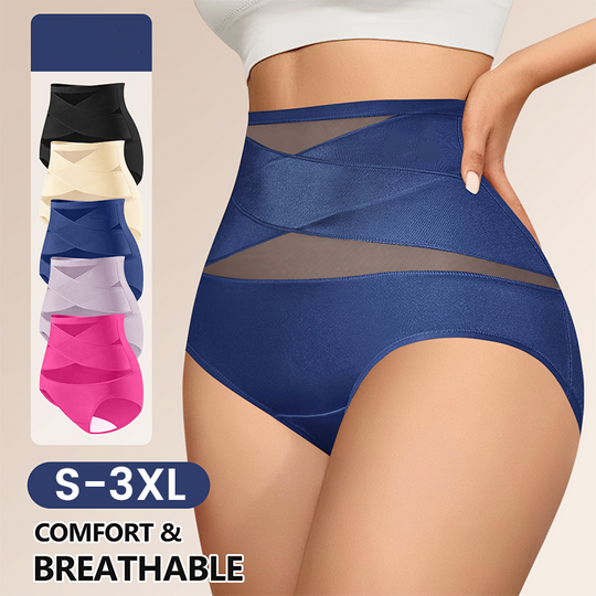 🥰Limited Sale 50% OFF💟Plus-Size High-Waist Cross Tummy Control Panties