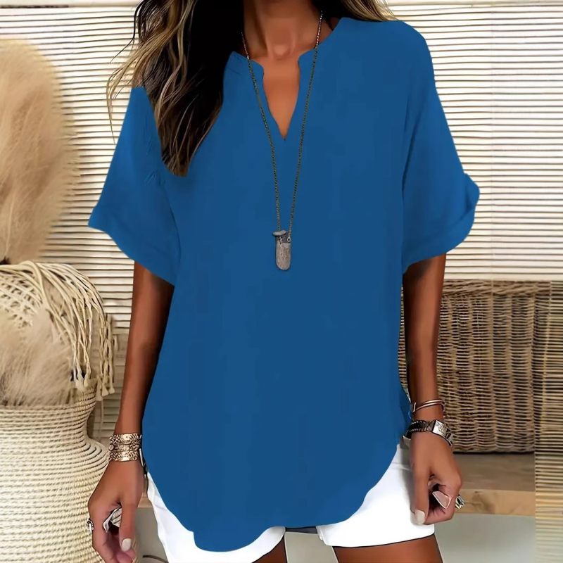 Trending Now⭐💃 Flowing Hem V-Neck Blouse – Relaxed Silhouette That Flatters Every Body Type