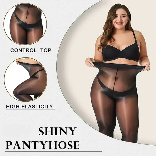 Everyday Comfort | Women's High-Waisted Sheer Shiny Tights – Buy 1 Get 1 Free