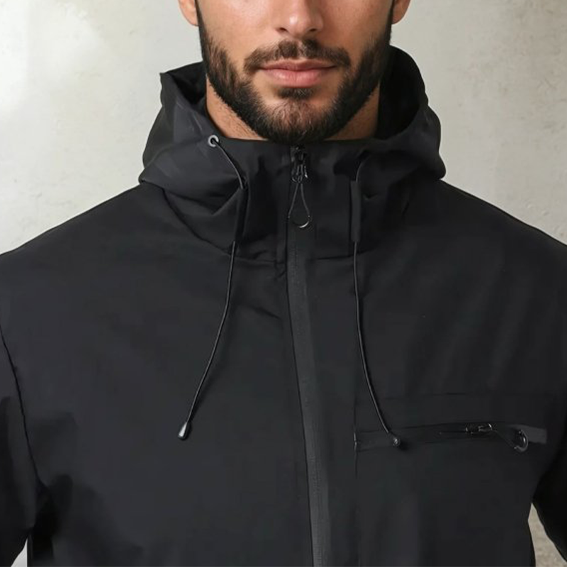 🔥LAST DAY SALE- 50% OFF⛰️Men's Plain Waterproof Windproof Drawstring Zip Up Hooded Jacket