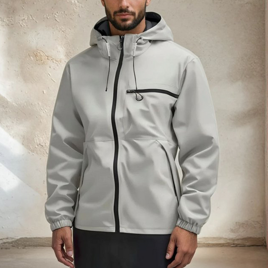 🔥LAST DAY SALE- 50% OFF⛰️Men's Plain Waterproof Windproof Drawstring Zip Up Hooded Jacket