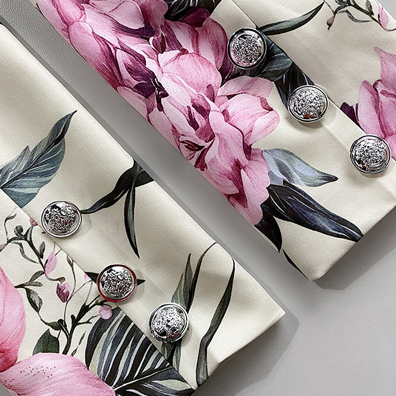 Пицтуре Перфецт ботанички цвјетни принт са дугим рукавима са ревером