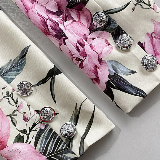 Пицтуре Перфецт ботанички цвјетни принт са дугим рукавима са ревером