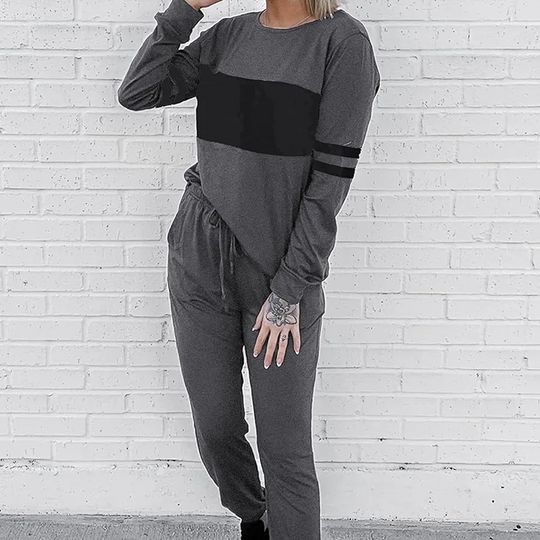 Women's Casual Color Blocking Tops ＆ Pants 2-Piece Set
