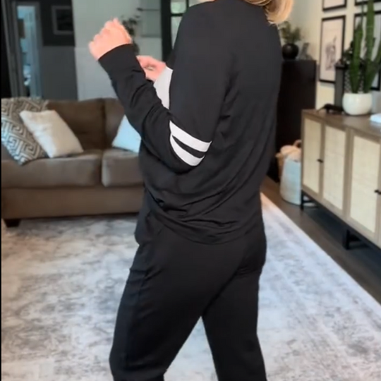 Women's Casual Color Blocking Tops ＆ Pants 2-Piece Set