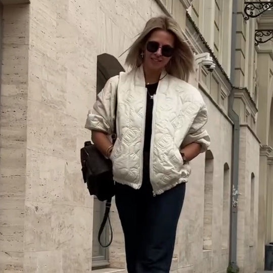 Dámská ležérní prošívaná oversized bunda 🧥 – Lehké, hřejivé, štíhlé bez objemu pro každodenní nošení