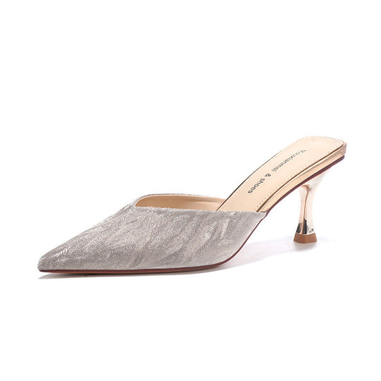 Glittering Pointed-Toe High Heel Sandals