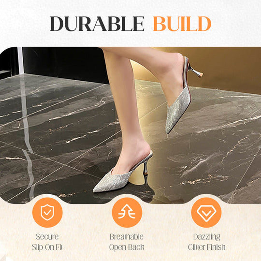 Glittering Pointed-Toe High Heel Sandals