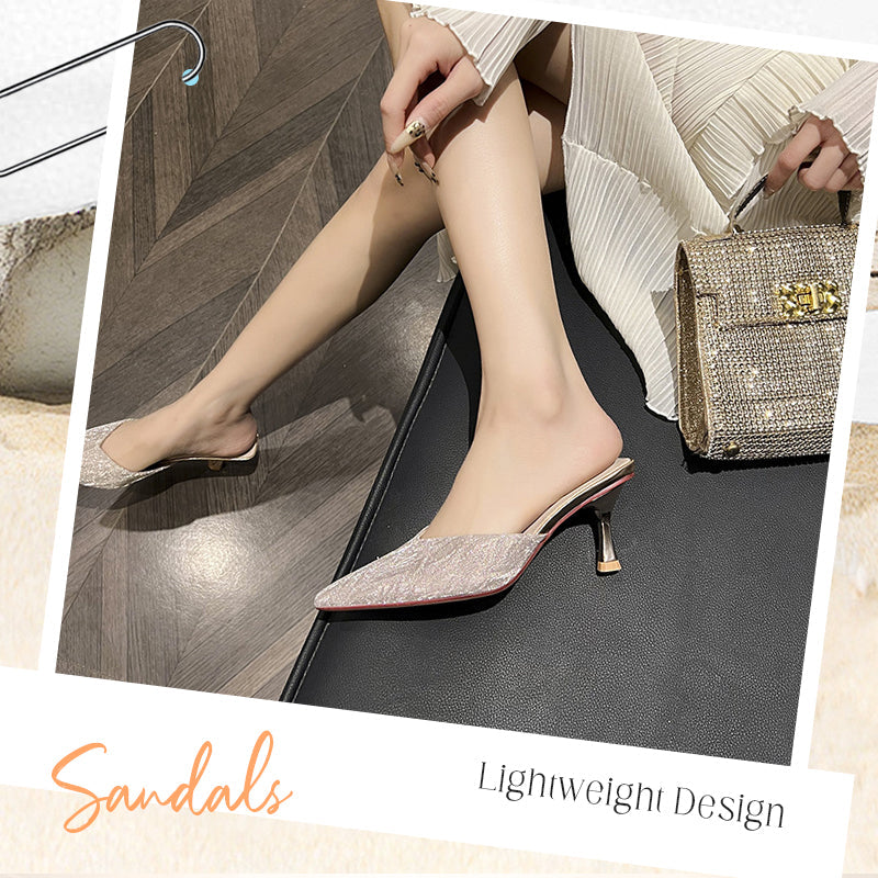 Glittering Pointed-Toe High Heel Sandals
