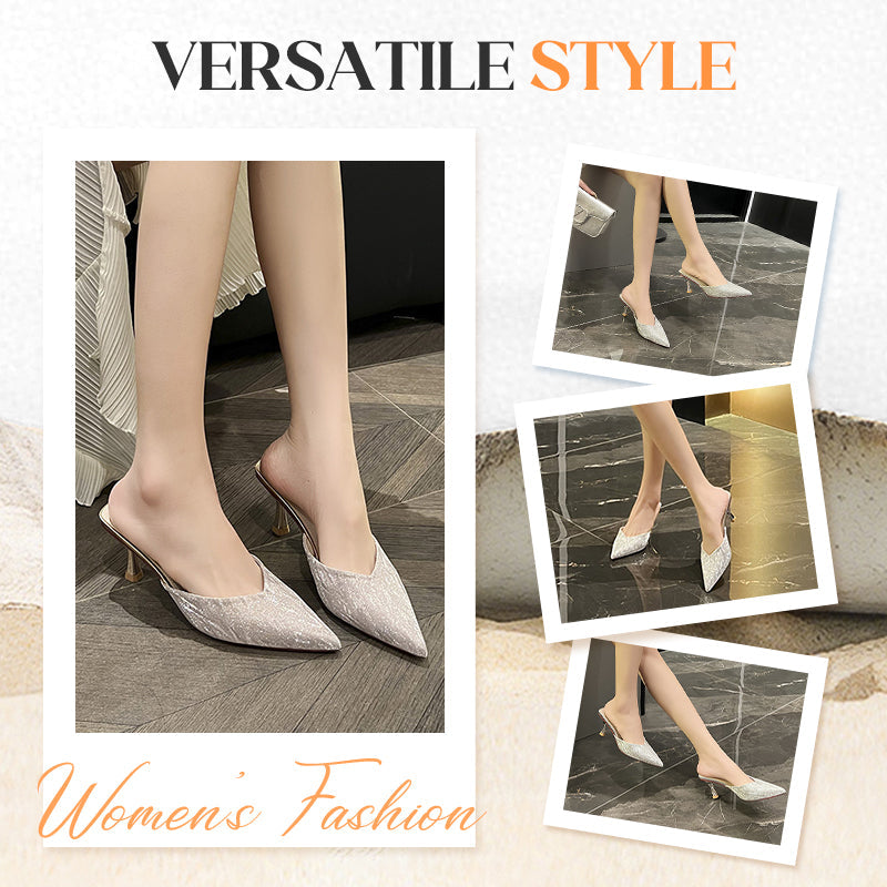 Glittering Pointed-Toe High Heel Sandals