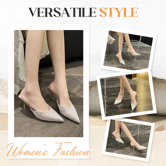Glittering Pointed-Toe High Heel Sandals