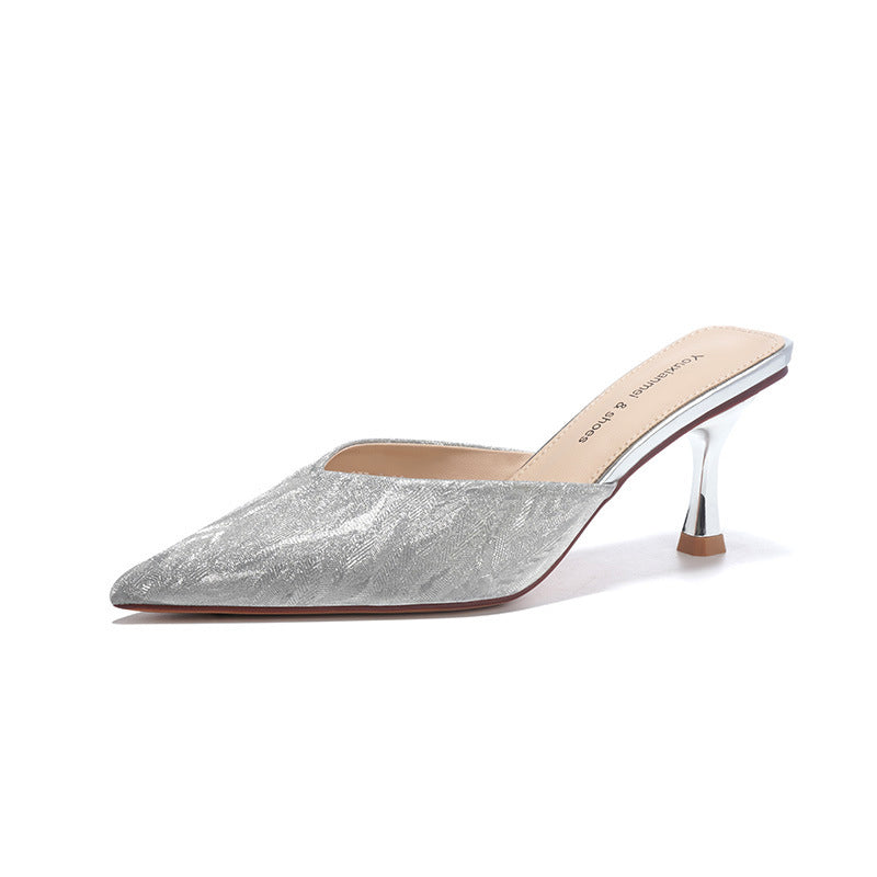 Glittering Pointed-Toe High Heel Sandals