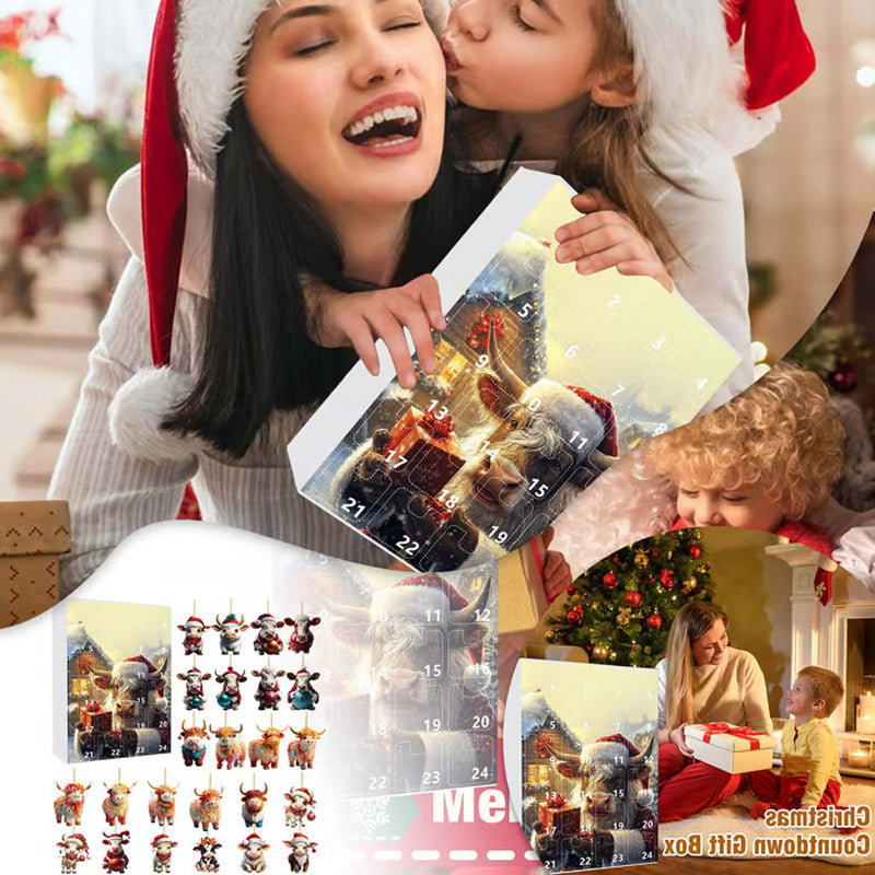 🎅Christmas Sale 50% OFF!!🎄50K+ SOLD! 🎁✨Advent Calendar with Highland Cow Design💕