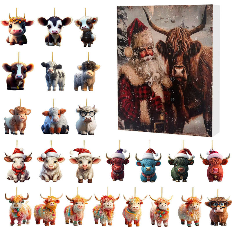 🎅Christmas Sale 50% OFF!!🎄50K+ SOLD! 🎁✨Advent Calendar with Highland Cow Design💕