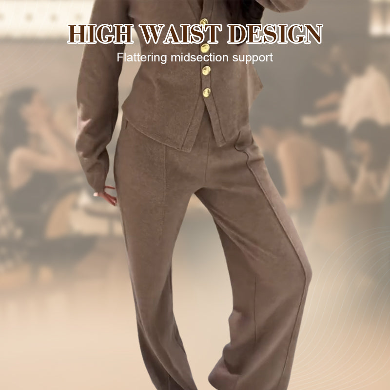 Women's V-Neck Knit Cardigan & Pants Set