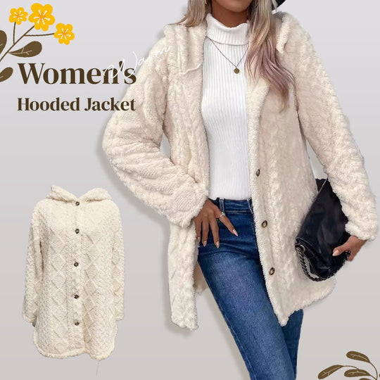 🍁New Fall Collection-Women's Warm Diamond Pattern Hooded Jacket