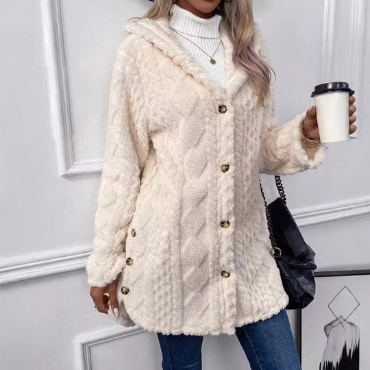 🍁New Fall Collection-Women's Warm Diamond Pattern Hooded Jacket