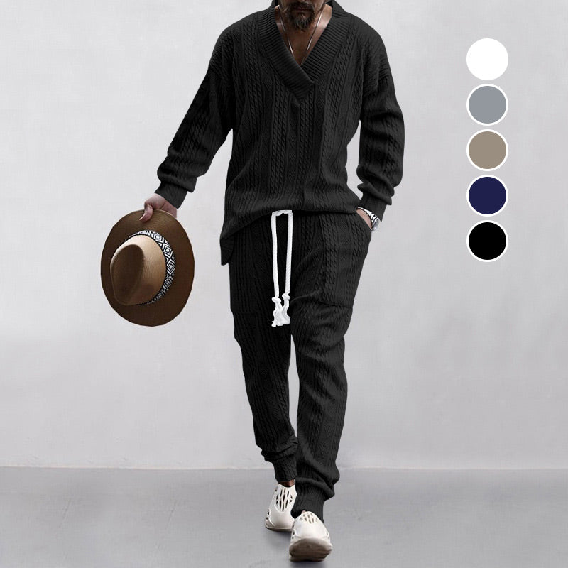 ⏰️Arrived Today-SAVE 50%💥Men's 2-Piece V-Neck Baggy Sweatshirt & Joggers Set