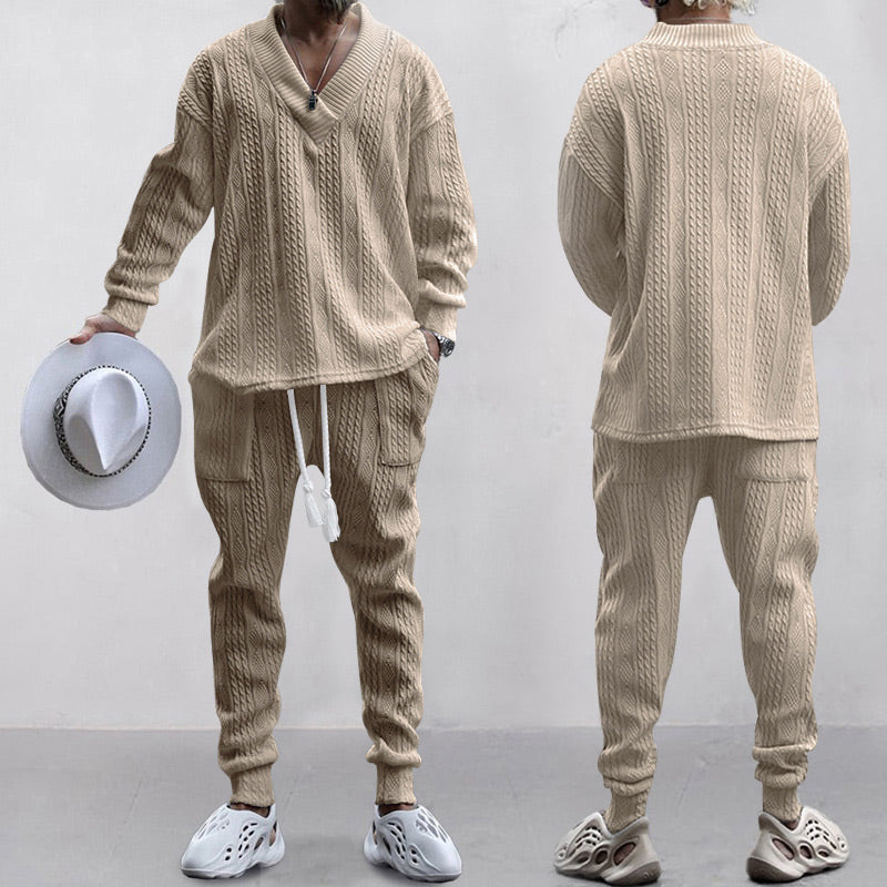 ⏰️Arrived Today-SAVE 50%💥Men's 2-Piece V-Neck Baggy Sweatshirt & Joggers Set