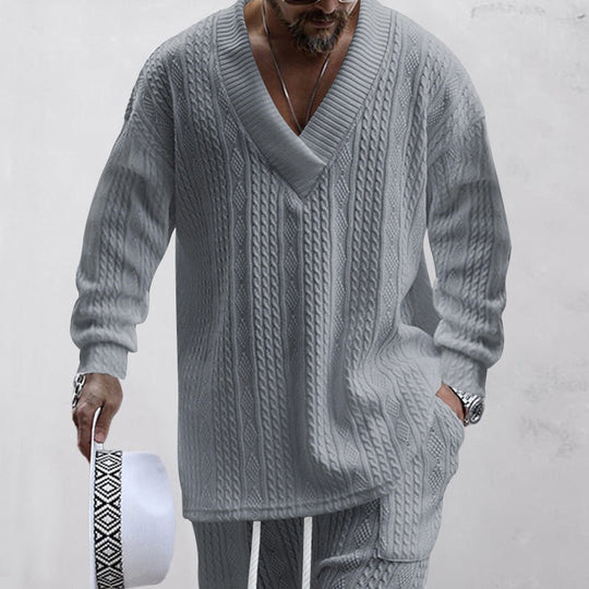 ⏰️Arrived Today-SAVE 50%💥Men's 2-Piece V-Neck Baggy Sweatshirt & Joggers Set