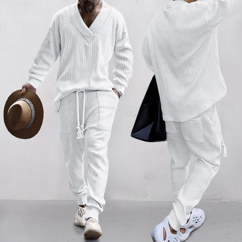 💥Arrived Today-SAVE 66%💥Men's 2-Piece V-Neck Baggy Sweatshirt & Joggers Set