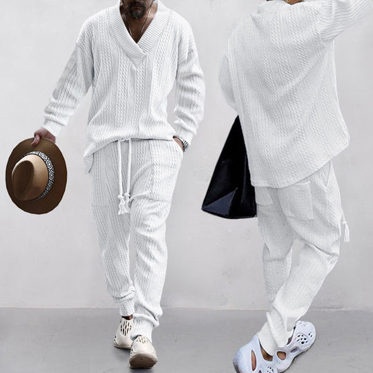 ⏰️Arrived Today-SAVE 50%💥Men's 2-Piece V-Neck Baggy Sweatshirt & Joggers Set