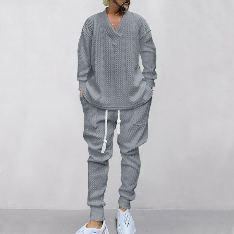 ⏰️Arrived Today-SAVE 50%💥Men's 2-Piece V-Neck Baggy Sweatshirt & Joggers Set