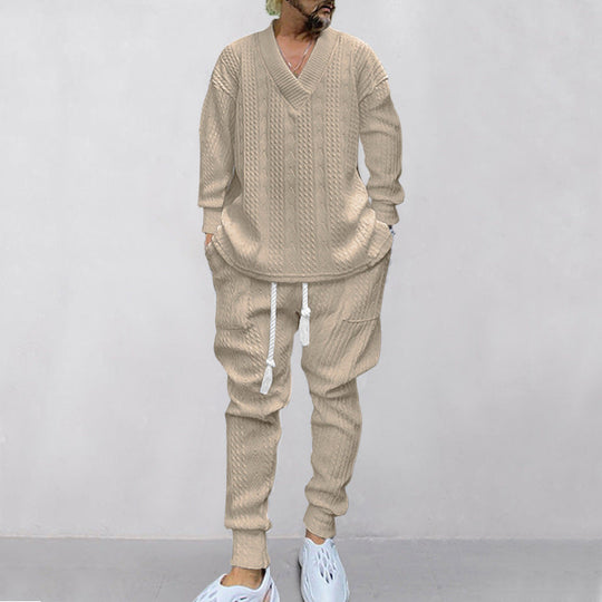 ⏰️Arrived Today-SAVE 50%💥Men's 2-Piece V-Neck Baggy Sweatshirt & Joggers Set