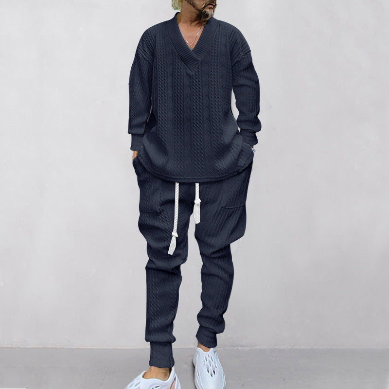 ⏰️Arrived Today-SAVE 50%💥Men's 2-Piece V-Neck Baggy Sweatshirt & Joggers Set