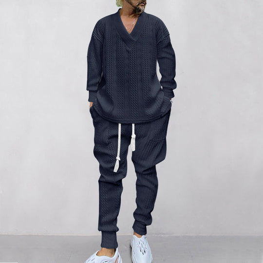 ⏰️Arrived Today-SAVE 50%💥Men's 2-Piece V-Neck Baggy Sweatshirt & Joggers Set