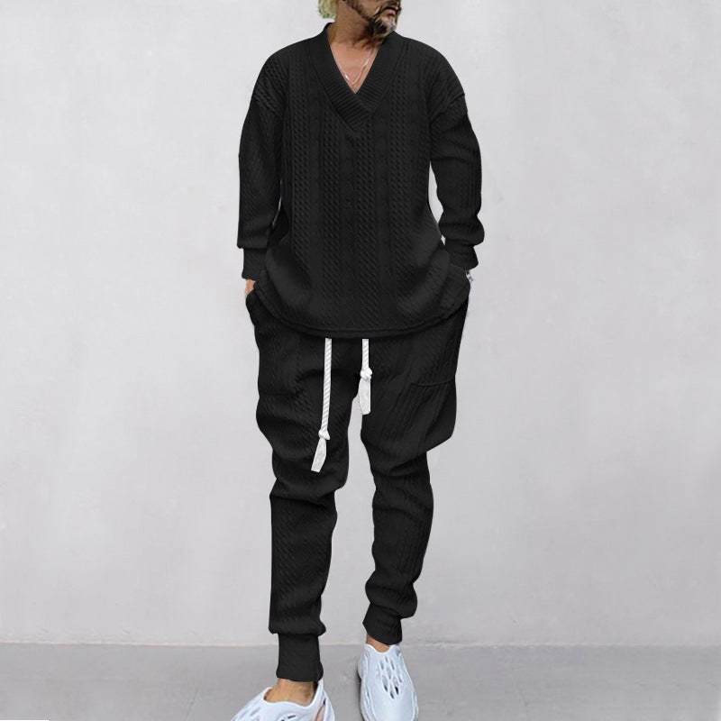 ⏰️Arrived Today-SAVE 50%💥Men's 2-Piece V-Neck Baggy Sweatshirt & Joggers Set