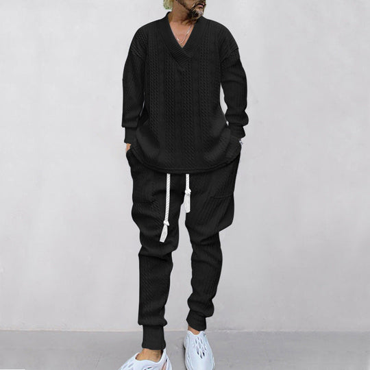 ⏰️Arrived Today-SAVE 50%💥Men's 2-Piece V-Neck Baggy Sweatshirt & Joggers Set