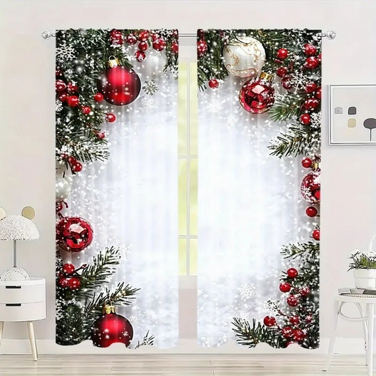 🎅Xmas Sales - 50% OFF🎄Christmas Window Curtains 2-Piece Set for Home Decor