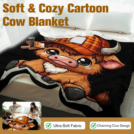🎁Soft & Cozy Cartoon Cow Blanket