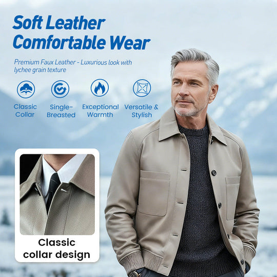 🖤Black Friday-salg: 50 % RABATT🖤 Klassisk herrejakke med aristokratisk skinn i ekte skinn