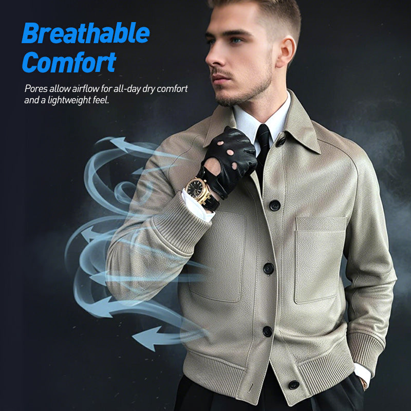 🖤Black Friday-salg: 50 % RABATT🖤 Klassisk herrejakke med aristokratisk skinn i ekte skinn