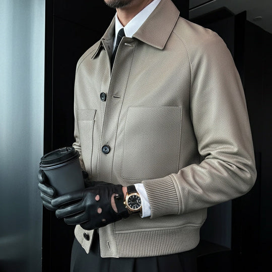 🖤Black Friday-salg: 50 % RABATT🖤 Klassisk herrejakke med aristokratisk skinn i ekte skinn