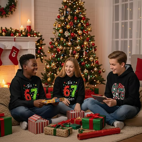 🎁Christmas Sale 50% OFF🎄Kids' "67" Graphic Christmas Pullover Hoodies