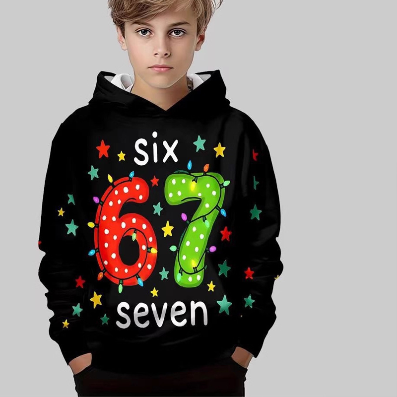 🎁Christmas Sale 50% OFF🎄Kids' "67" Graphic Christmas Pullover Hoodies