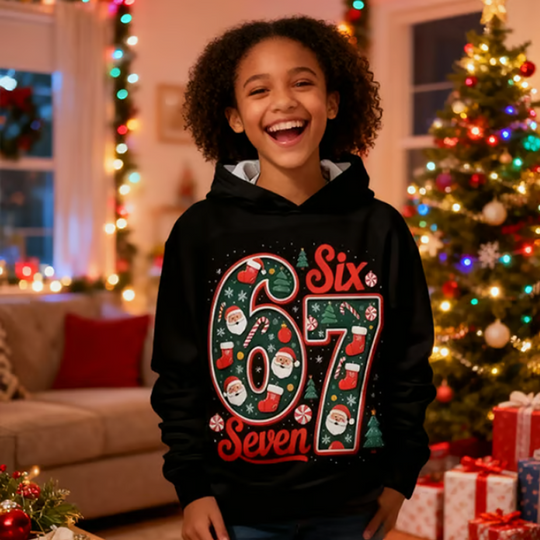 🎁Christmas Sale 50% OFF🎄Kids' "67" Graphic Christmas Pullover Hoodies