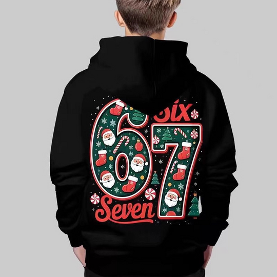 🎁Christmas Sale 50% OFF🎄Kids' "67" Graphic Christmas Pullover Hoodies