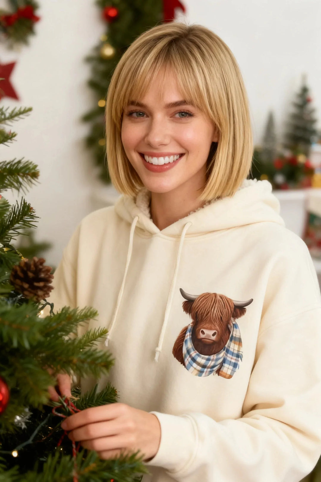 🦬Cute Highland Cow Cozy Fleece-Lined Hooded Sweatshirt🎁