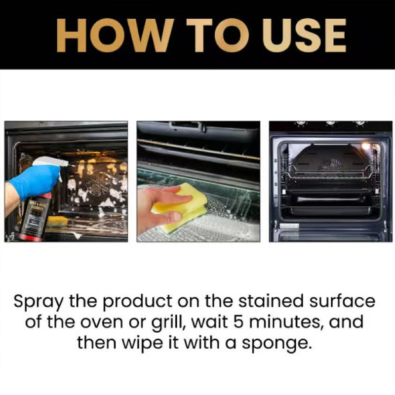 Oven & Grill Cleaner Spray – Dissolves Grease in 5 Mins, No Scrubbing & Eliminates Odors