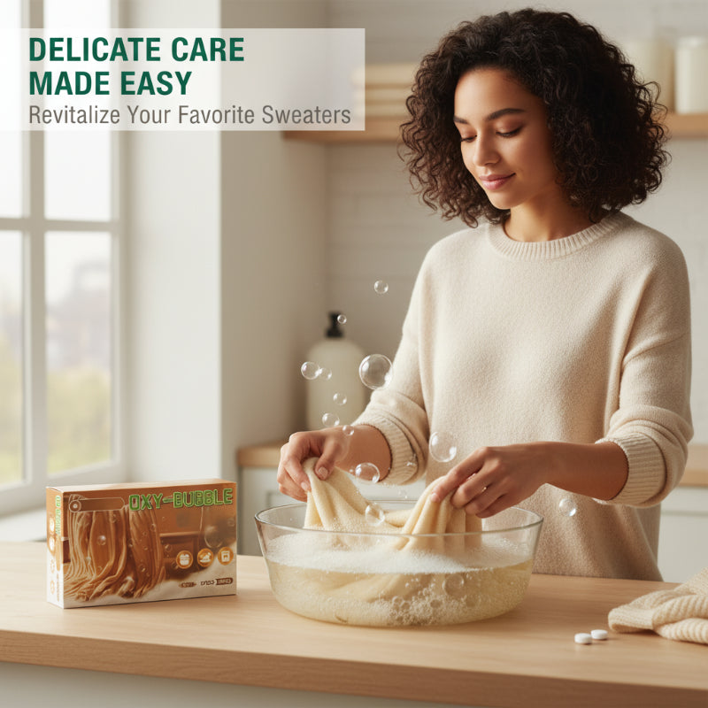 Tabletas para revitalizar suéteres: antiencogimiento, restaura la suavidad y protege los colores. 🧺