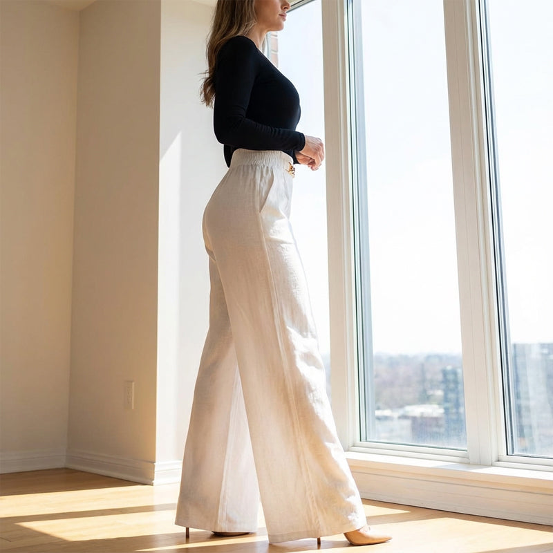 👖 60% OFF! 💃 Women's trousers – High waist, wide leg, with belt accent & versatile look ✨