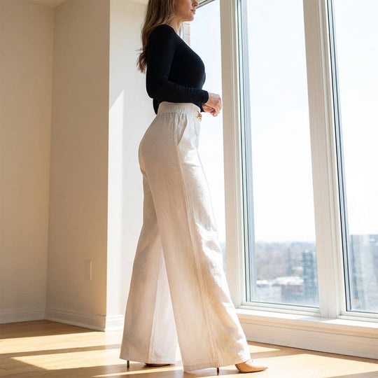 👖 60% OFF! 💃 Women's trousers – High waist, wide leg, with belt accent & versatile look ✨