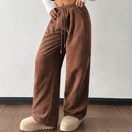 👖✨ 60% OFF! Casual Loose Fit Corduroy Trousers for Women – Wide-Leg, Adjustable Waist & Wrinkle-Resistant Retro Style