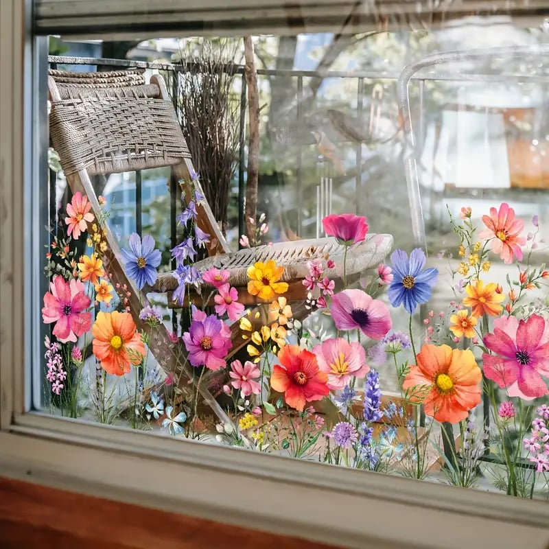 💐Colorful Floral Bouquet Window Sticker🖼️