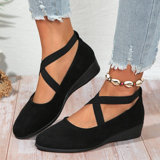 💎 50% OFF ELEGANT LOW WEDGE SHOES! 💎 Secure Elastic Strap, Lightweight & Breathable for All-Day Comfort and Style